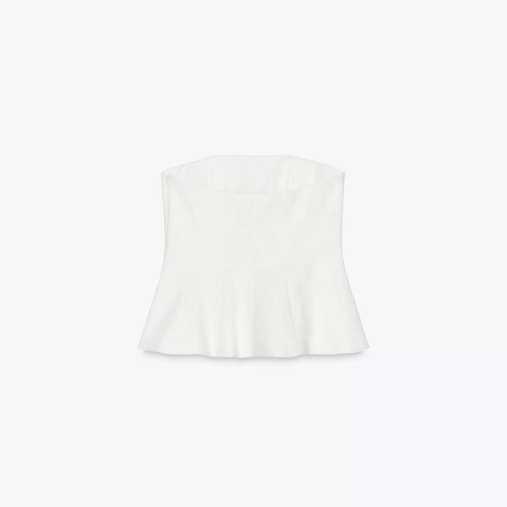 Zara Corset Like White Strapless Top Zipper Up Back